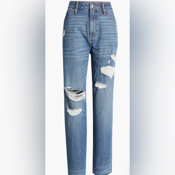 NEW VIGOSS- Ripped Super High Waist Tapered Jeans - Picture 1 of 7